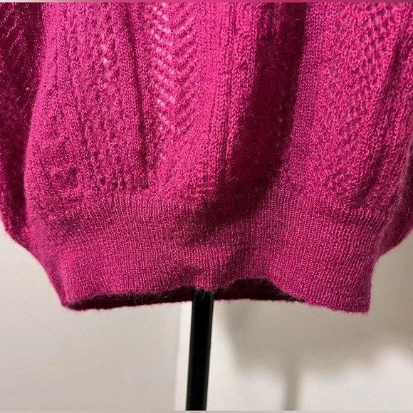 Express design studio,M, mohair wool blend open cable knit short puff sleeves - Picture 7 of 10